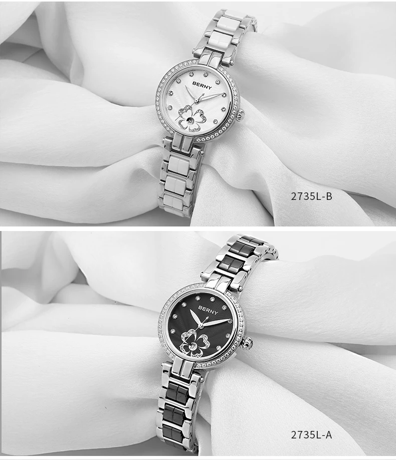 BERNY Women's Ceramics Quartz Watch Wristwatch Women Watches Luxury For Ladies Elegante Clock 30M Waterproof Inlaid with zircon enlarge