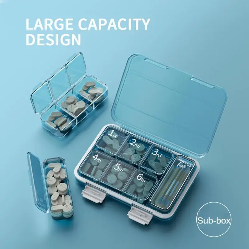 

Moisture-proof Sub-packing Box Blue/white/brown/black Pill Box Sealed Multi-function Pill Case Storage Organizer Portable Mini