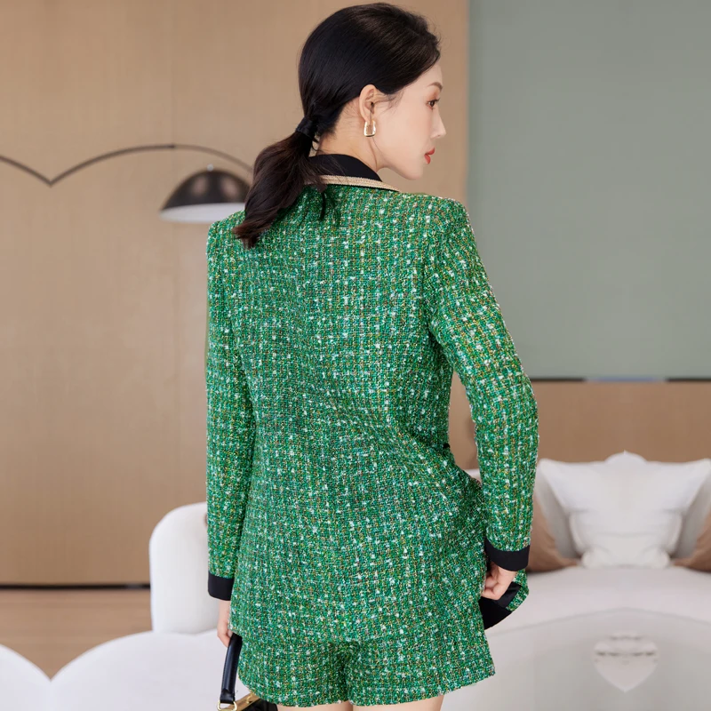 Женский костюм из двух предметов твидовая Лоскутная куртка с отложным