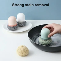 steel wire ball cleaning strong stain removal brush kitchen cleaning tools for washing pot dish pan bowl steel wool with handle