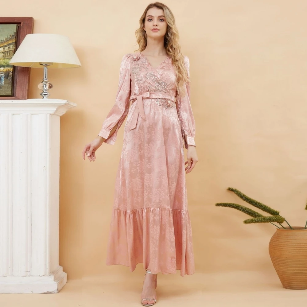 

Длинное Африканское платье-русалка, женское платье с V-образным вырезом и длинным рукавом, африканская одежда, осенняя Новая Модная элегантная модель, Африканское платье, платья