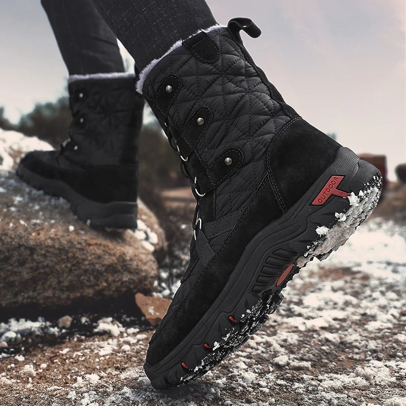 Winter For Men's Snow Boots Plush Thicken Warm Outdoor Walking Men Cotton Shoe Blue Light Male Зимние Сапоги |