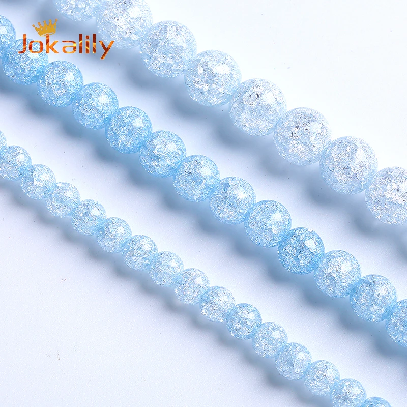 

Blue Cracked Glass Beads Snow Vein Crystal Quartz Stone Loose Beads For Jewelry Making Diy Bracelets Necklaces 6 8 10mm 15" Inch