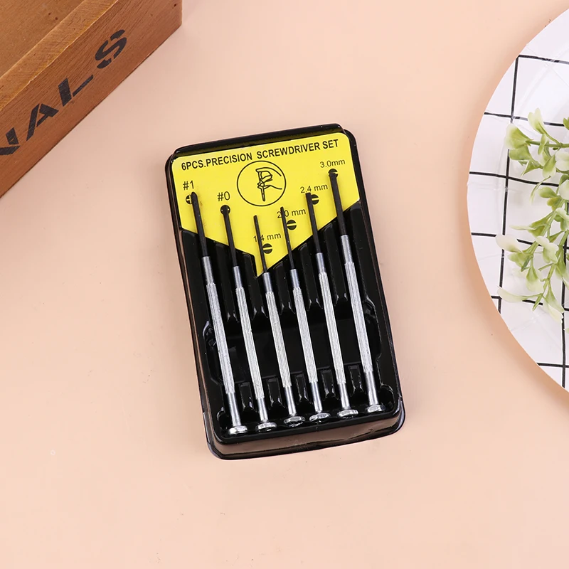 Набор крестообразных отверток для ремонта очков 6 шт. со стальными инструментами