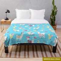 alpaca pattern blanket fleece cartoon print children warm bed throw blanket newborn bayby adult blanket