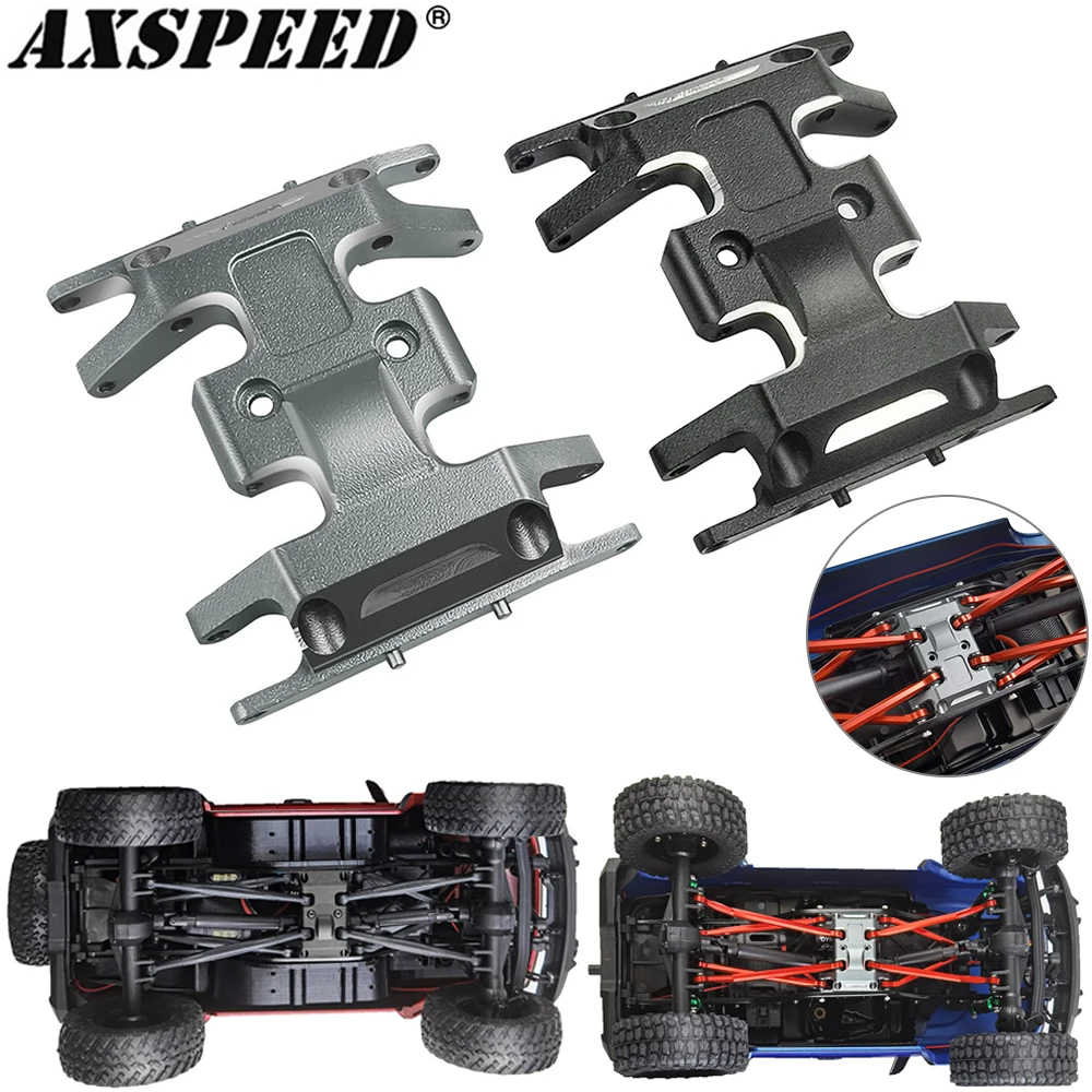 AXSPEED Aliuminum Chassis Center Skid Plate Transmission Mount for 1/24 RC Crawler Car Axial SCX24 Jeep JLU Gladiator Parts