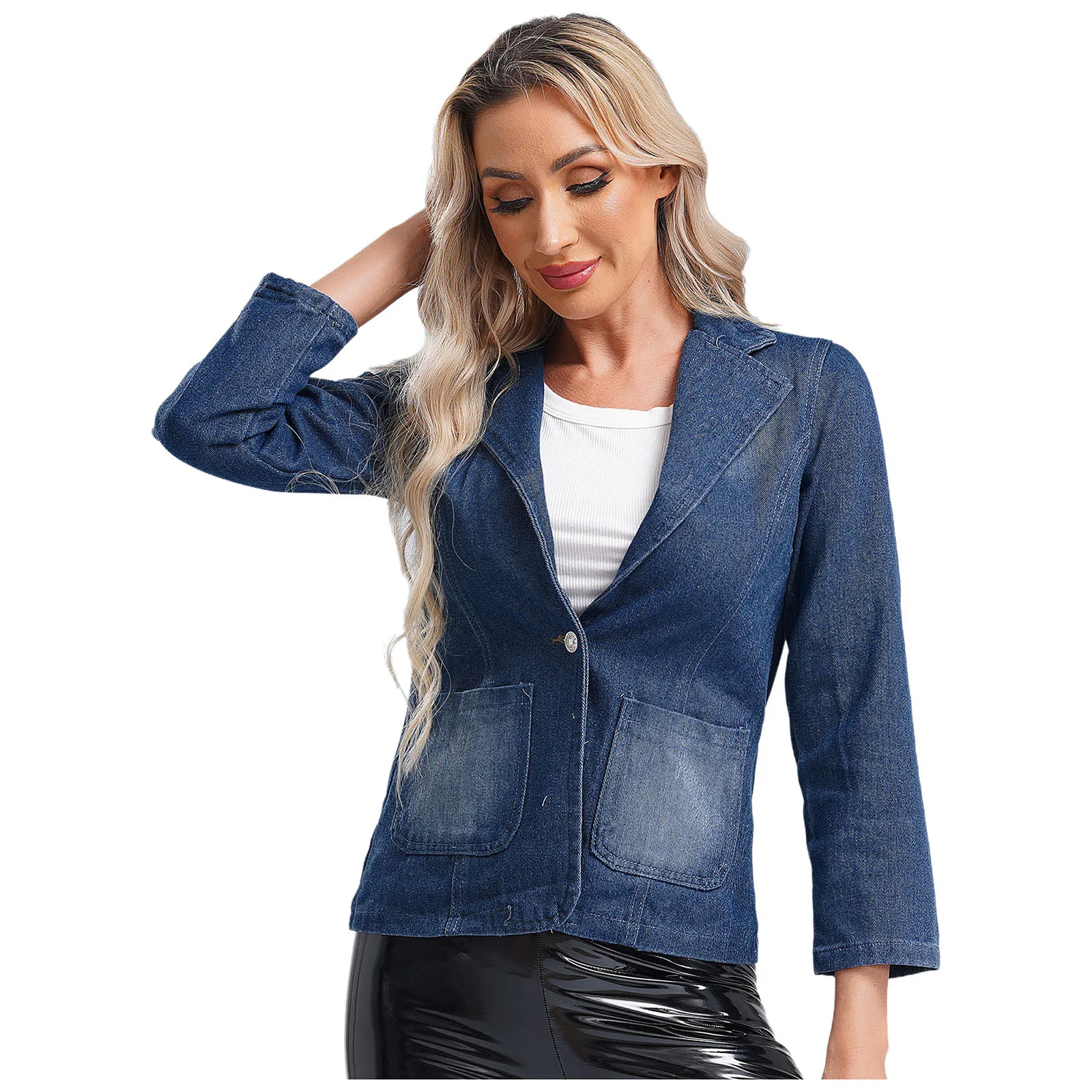 Женское весенне-осеннее джинсовое пальто тонкая куртка с длинным рукавом и одной