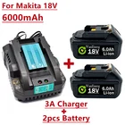 Сменный аккумулятор BL1860B на 6000 мА  ч, совместимый с аккумулятором Makita 18В светодиодный светодиодным индикатором 18В, батарея LXT BL1860