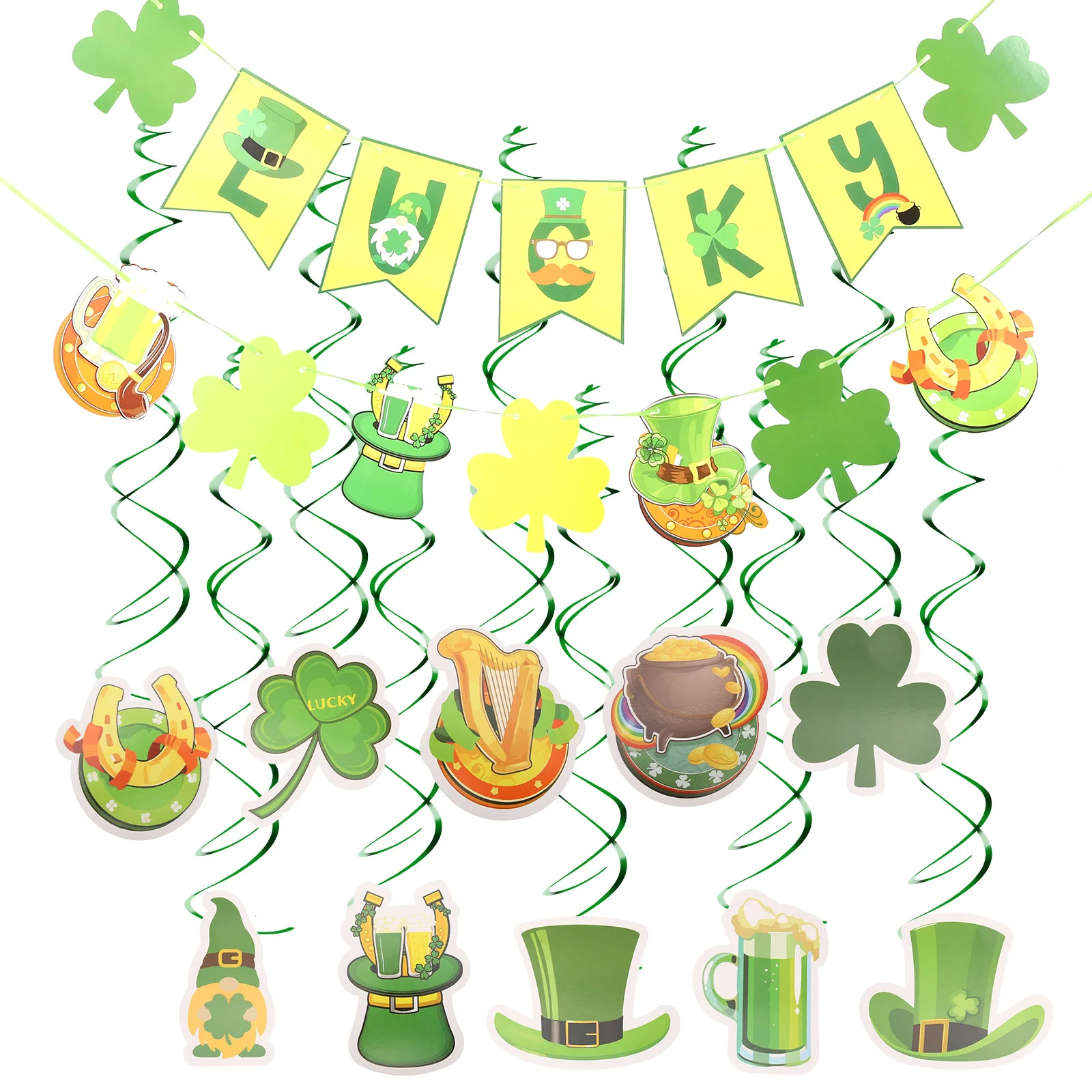 

1 Set Holiday St Patricks Day Banner Party Ceiling Swirls Festival Decor St Patricks Day Decorations