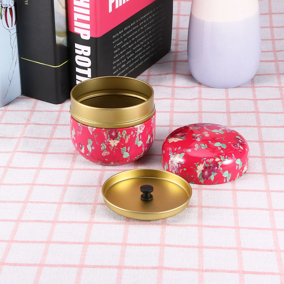 

1 Pc Tea Leaf Jar Mini Portable Tinplate Storage Tank Candy Jar for Aromatizer