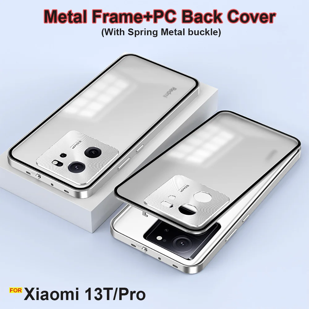 

Противоударный металлический бампер для Xiaomi 13T Pro, чехол с магнитной рамкой, Матовый Прозрачный чехол для Xiaomi 13T, Защита камеры, полное покрытие