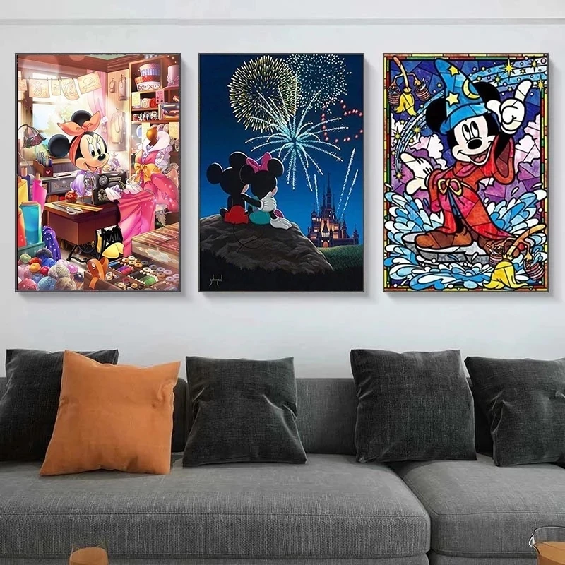 

Disney Canvas Mickey Mouse Poster Painting Wall Art Prints Minnie Modular Pictures Home Decoration For Living Room No Framework