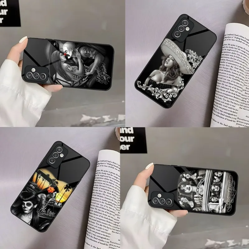 

Chicano Culture Fashion Phone Case For Samsung S23 S30 S21 S20 S22 S9 S10E Note 20 10 Pro Ultra Plus Glass Design Back Cover