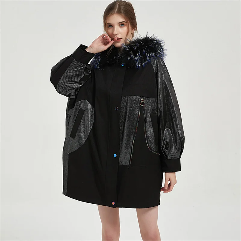 

Jacket Winter Long Sleeve Solid Color Simple Fashion Jacket Female Rex Rabbit Fur Liner Loose Bat Sleeve Fur Jacket Detachable