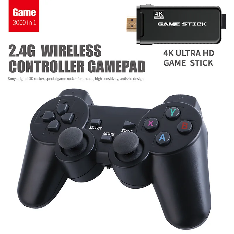 

Game Stick for PS1/GBA TV Retro Video Game Console with Dual Wireless Controllers 4K HD Joystick Gamepad Built in 3000 Games