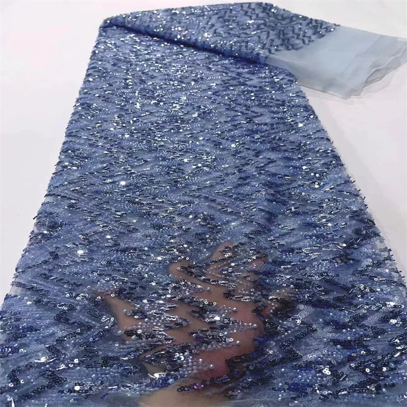 

Синяя нигерийская сетчатая кружевная ткань, африканские блестки, кружевная ткань, высокое качество, французская фотография с блестками