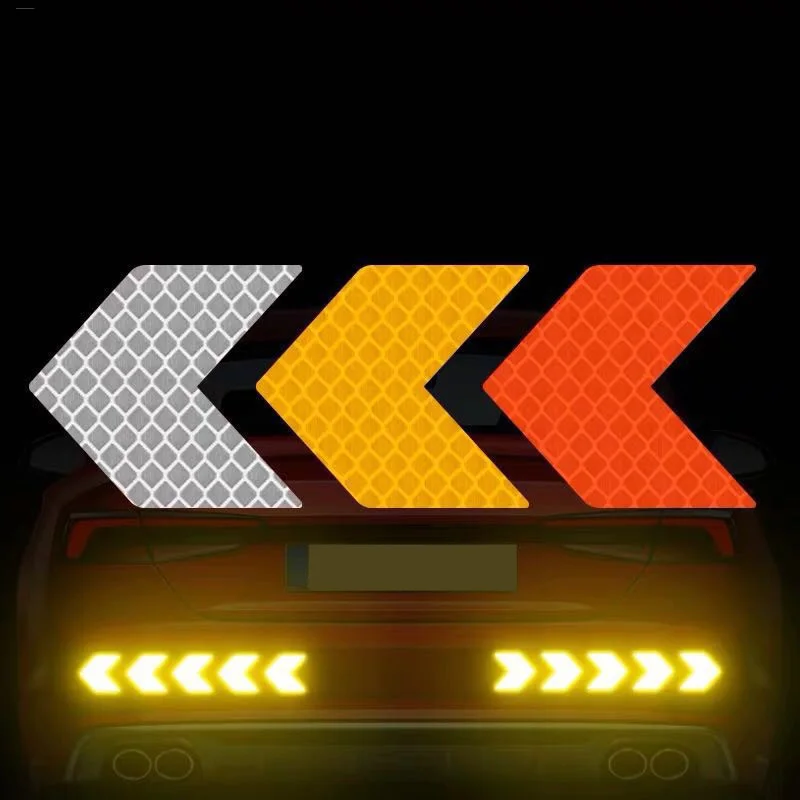 

10Pcs Diamond-grade car arrow reflective stickers Electric motorcycle body decoration modification Scratch block warning sticker