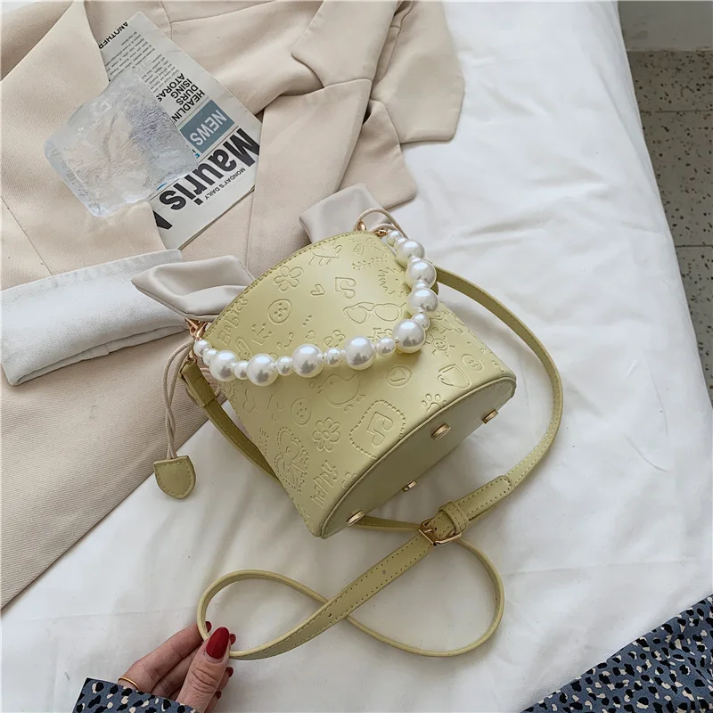 

Women's Pearl Portable Bucket Bag Women's Bag 2022 Summer New Trendy Net Red Foreign Air Messenger Bag Versatile Shoulder Bag