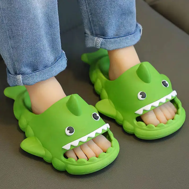 

Cute kids shark slippers for kids non-slip slides indoor house bathroom color summer soft Eva funny shoes with pictures