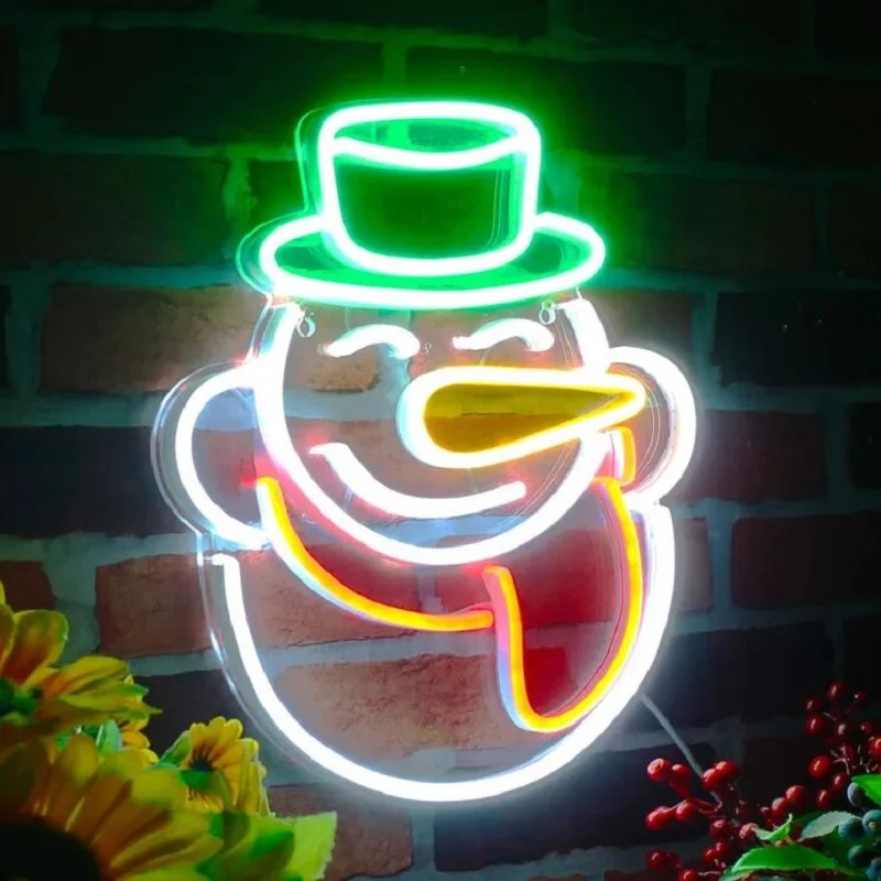 Christmas Snowman Neon Sign New Year Gift Custom Handmade for  Christmas Decoration Props Shop Home Wall Decor Neon Light Sign