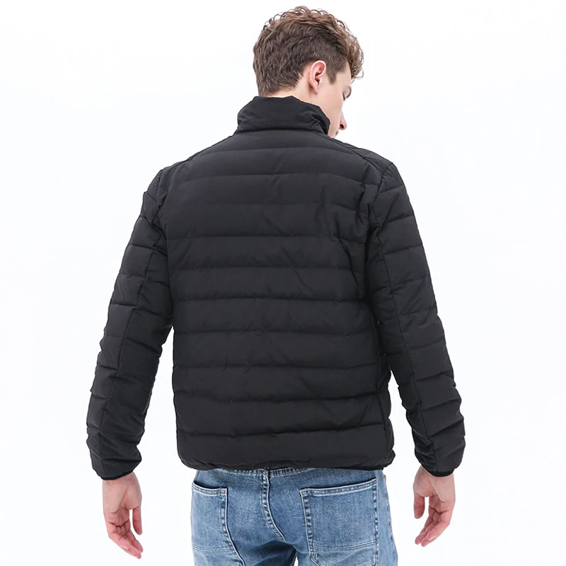 Пуховик мужской с капюшоном ветрозащитный бесшовный легкий портативный зимняя