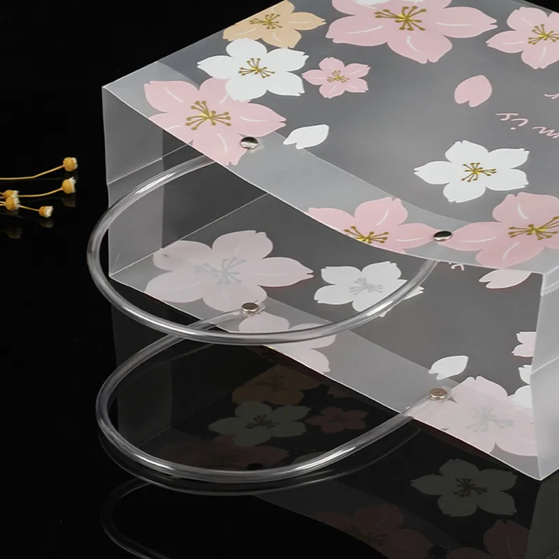 5pcs New Gift Bag Christmas Packing Candy Bridesmaid Wedding Souvenir Flower Cherry Blossom Transparent Frosted Handbag - купить по