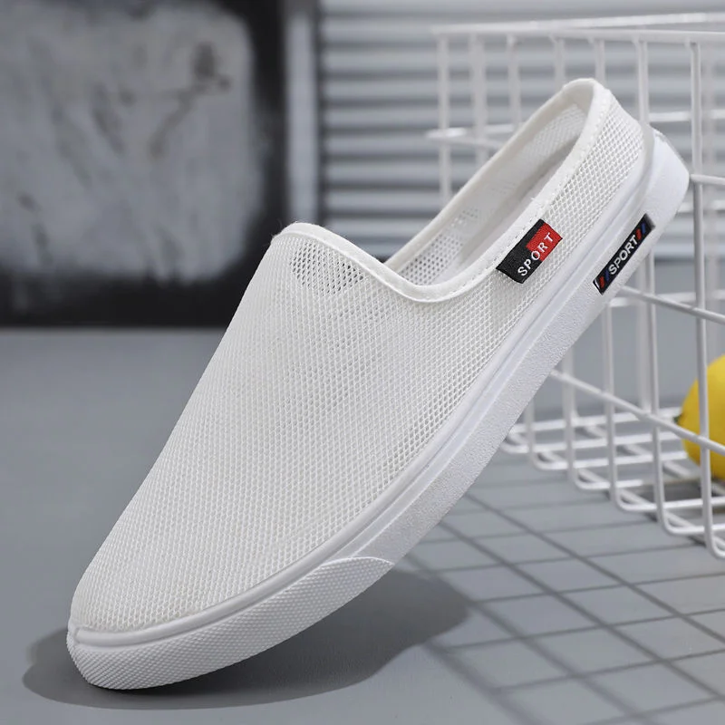 

New Men's Fashion Shoes For In Summer Breathable Mesh Shoes Fashionable Board Shoes Men's Leisure Lazy Half Slippers