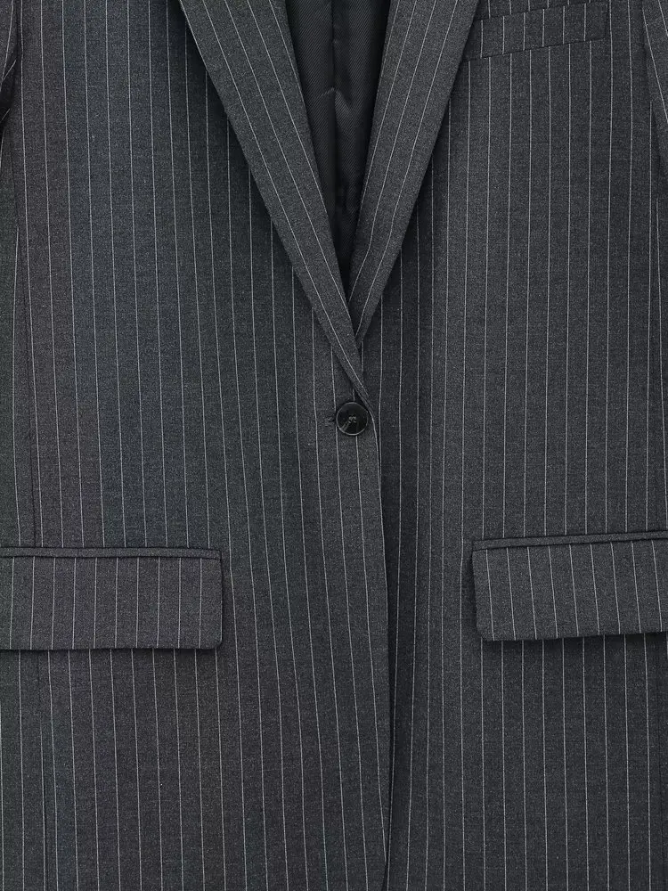 Jenny&Dave England Boyfriend Loose Casual Jacket Blazers Fashion Vintage Striped Blazers Women Tops