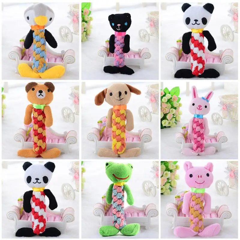 Squeak Sound Dog Toys Funny Rope Fleece Teeth Chew Animal Shaped Squeaky Safety Stuffed Toys