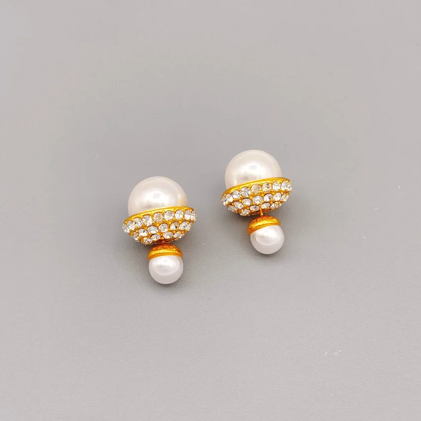 

New Double-Sided Pearl Silver Stud Fashion Earrings