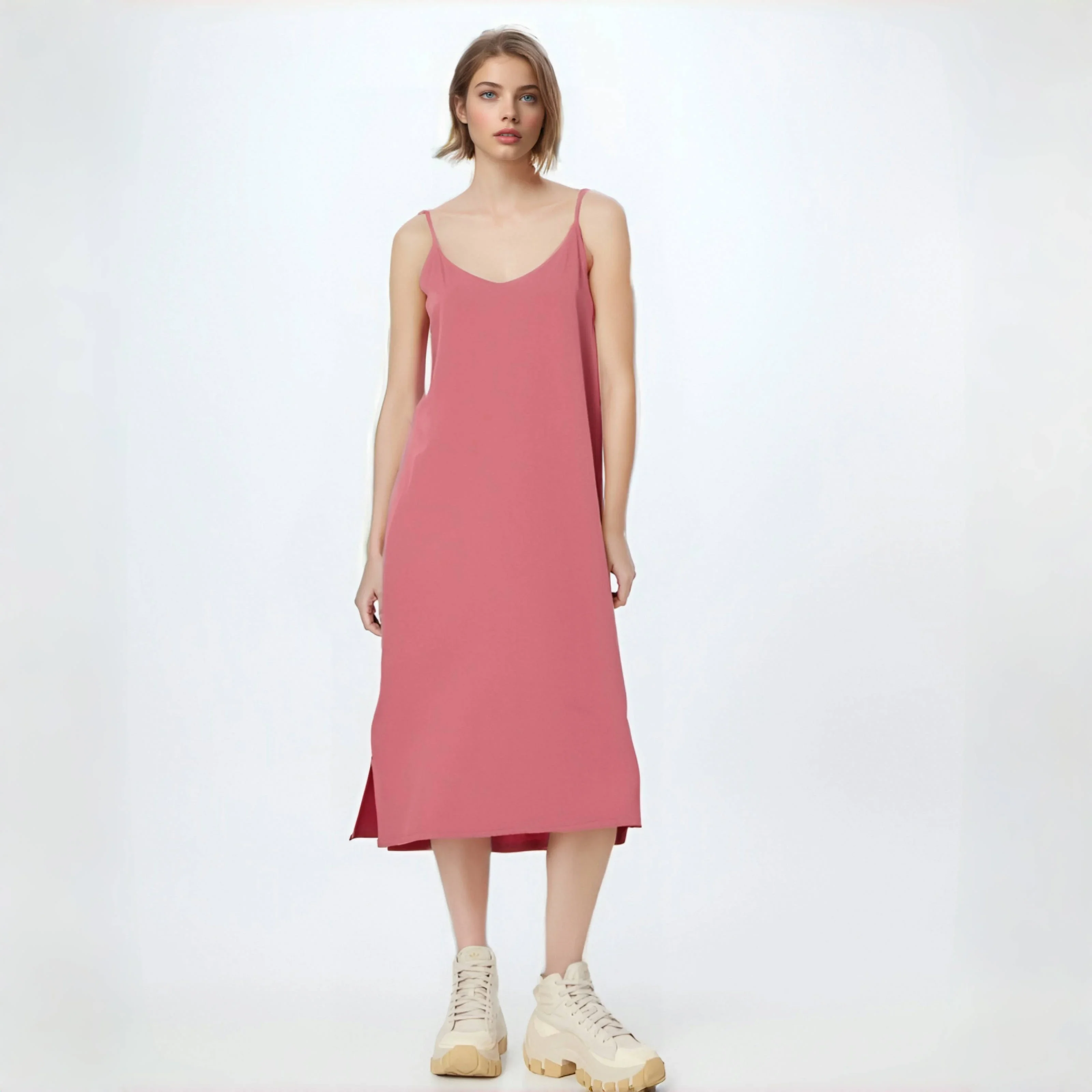 Женское атласное платье для выпускного вечера элегантное на тонких бретельках с