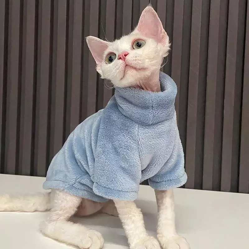 

2022 New Hairless Cat Sweater Winter Fashion Thickening Warm Sphynx Clothes Home Comfortable Winter Dog Clothes for Small Dogs