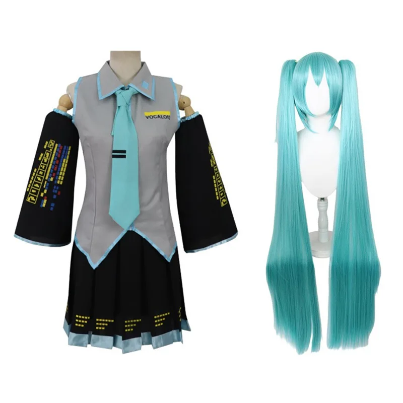 Костюм для косплея персонажа аниме Хацунэ Мику (MIKU), одежда для выступлений, юбка в стиле JK, парик, аксессуары, костюм на Хэллоуин. (art.: 3920dd06cdbcc) - 3920dd06cdbcc