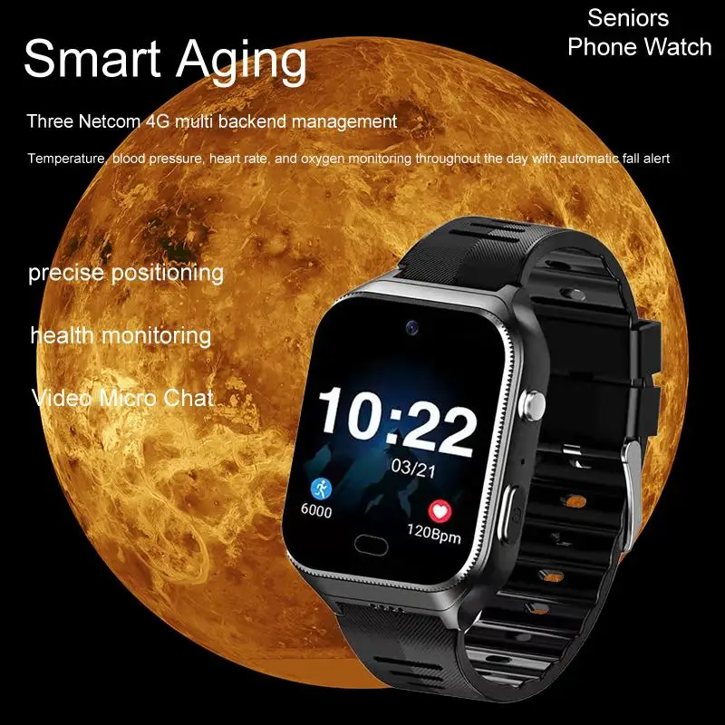 

Ultimate 4G Smart Phone Watch for Elderly with GPS, Heart Rate Monitoring, and Blood Pressure Tracking - Stay Connected and Sta