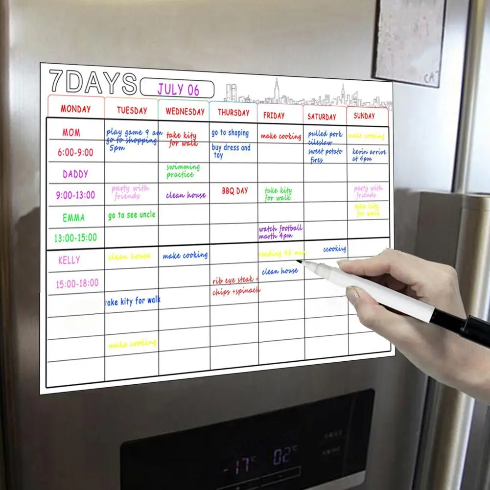 

Reusable 1 Set Creative A3 7 Days Magnetic White Board Home Supplies Magnetic White Board Multi-purpose Office Supplies