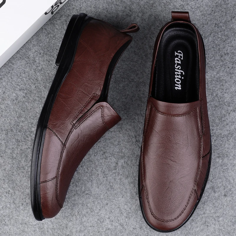 

Slip-On Genuine Leather Loafers Luxury Brand Men Casual Shoes Designer Spring Summer Male Flats Comfy Lightweight Driving Shoes