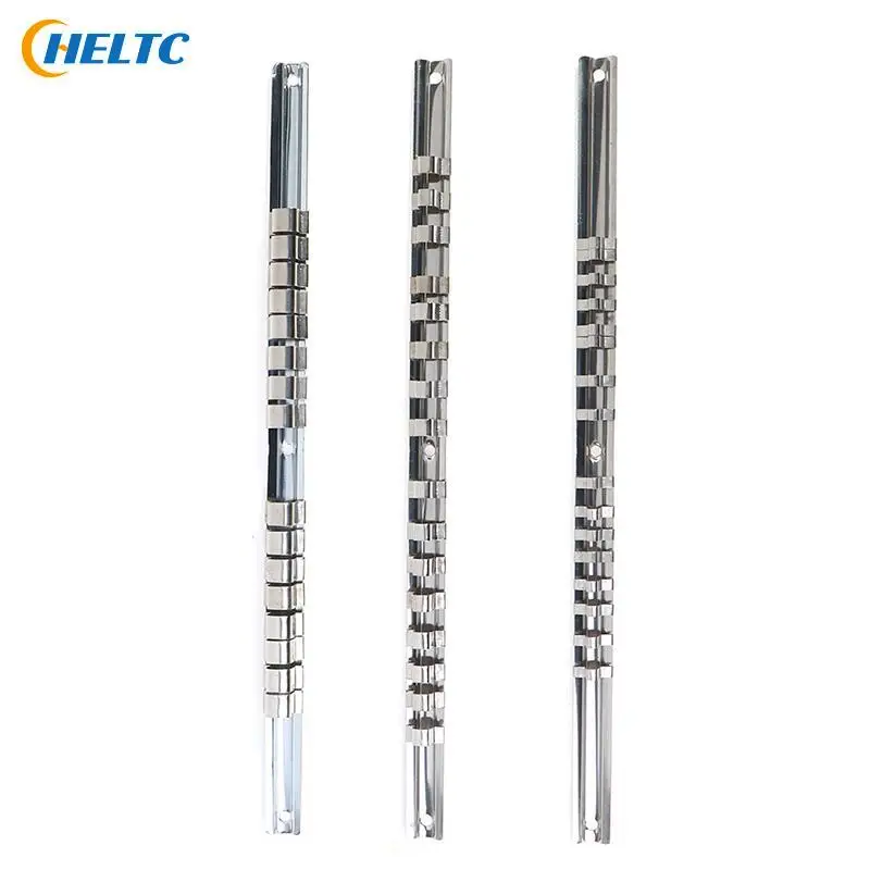 

Stainless Steel Socket Rack Holder 1/4" , 3/8" , 1/2" Inch With 16 Clips Rail Tool Organizer Storage For Home Industrial Garage