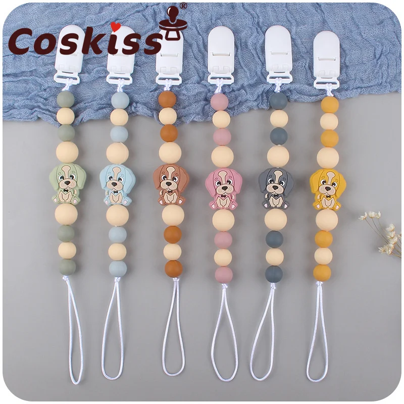 

Coskiss New Baby Pacifier Chain Baby Creative Cartoon Animal Dog Silicone Bite Molar To Prevent The Chain From Falling Toy