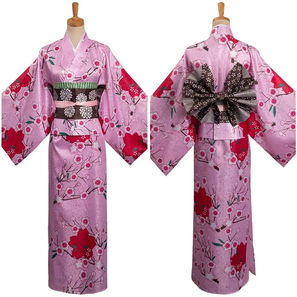 

Anime Demon Slayer Kanroji Mitsuri Cosplay Costume Kimono Dress Fantasia Girls Halloween Carnival Party Women Disguise Suit