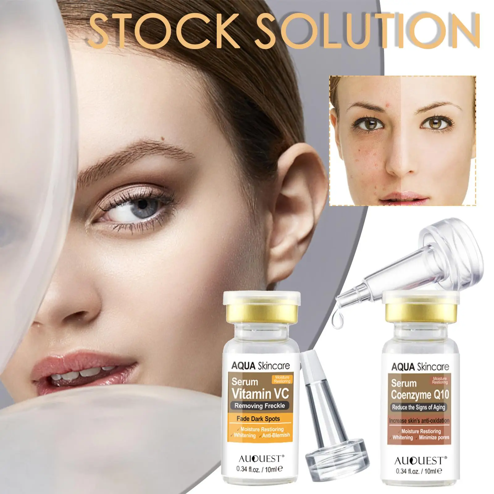 10 мл шесть сыворотка с пептидами жидкий Коэнзим Q10 Гиалуроновый отбеливающий