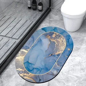 technology velvet floor mat natural rubber soft diatomite rug water absorben bath mats toilet non slip mat bathroom decoration free global shipping