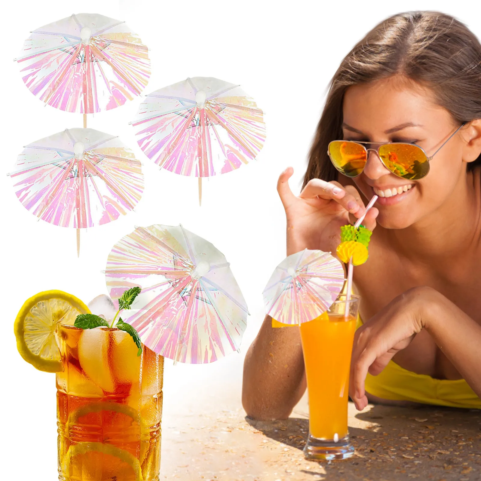 50 шт. зонтики для напитков Коктейльные Палочки бумажные зубочистки гавайский