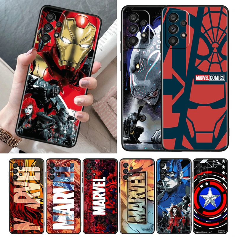

Hero Cartoon Marvel Avengers Case For Samsung Galaxy A52S A72 A71 A52 A51 A12 A32 A21S A73 A53 4G 5G TPU Black Phone Cover Shell