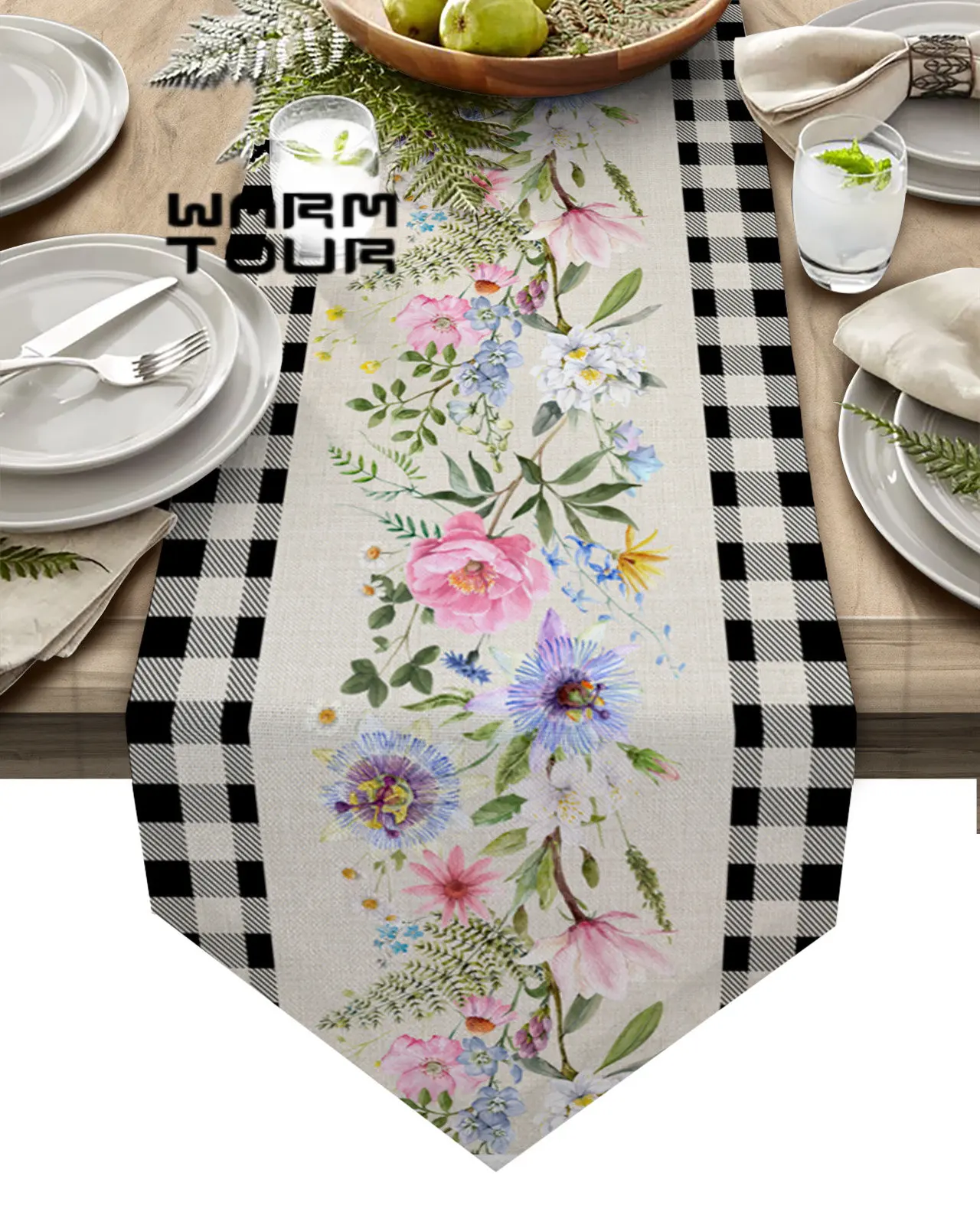 

Летние клетчатые идиллические цветы, современные настольные дорожки для праздника, вечевечерние НКИ, свадьбы, аксессуары для гостиной, столового стола