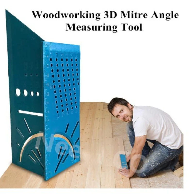 

45/90 Degree Woodworking Gauge Ruler 3D Mitre Angle Measuring Square Measure Tool with Carpenter Pencil Multifunction Ruler