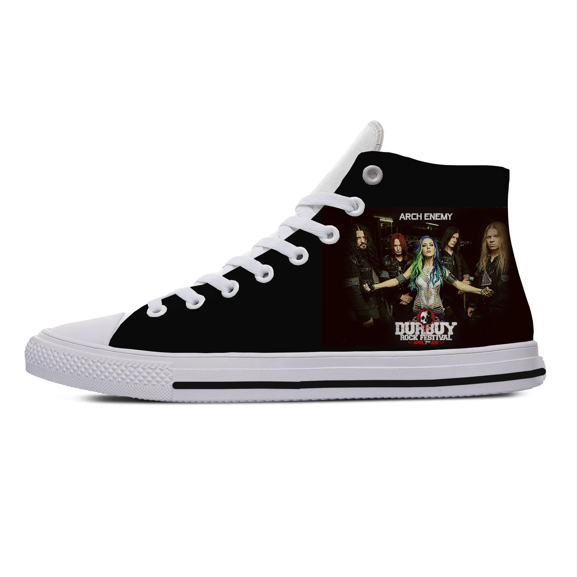 

Hot Summer Swedish Music Band Arch Enemy Novelty Design Lightweight High Top Canvas Shoes Men Women Casual Sneakers Board Shoes