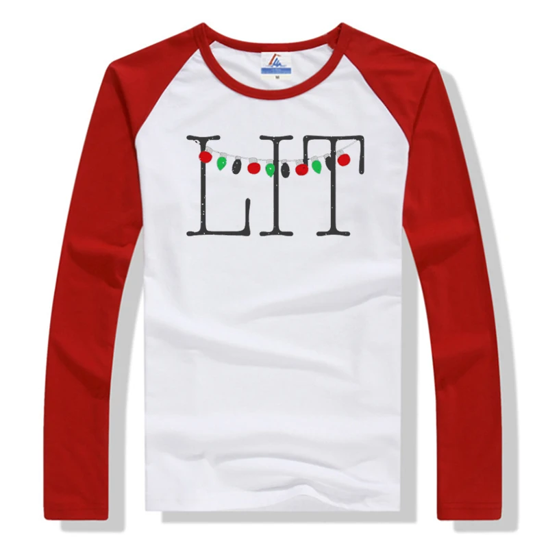 

Funny Christmas Shirts Lets Get Lit TShirts Funny Holiday Vintage Long Sleeve Christmas Shirts for Women Holiday Tees New