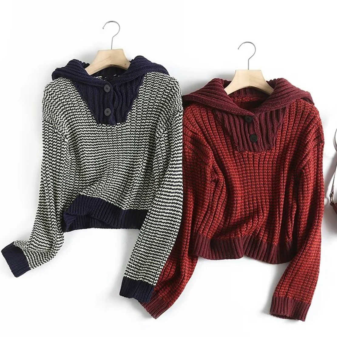 

Maxdutti Fashion Peter Pan Collar Knitwear Casual Sweaters Women Pullovers Sweaters Tops