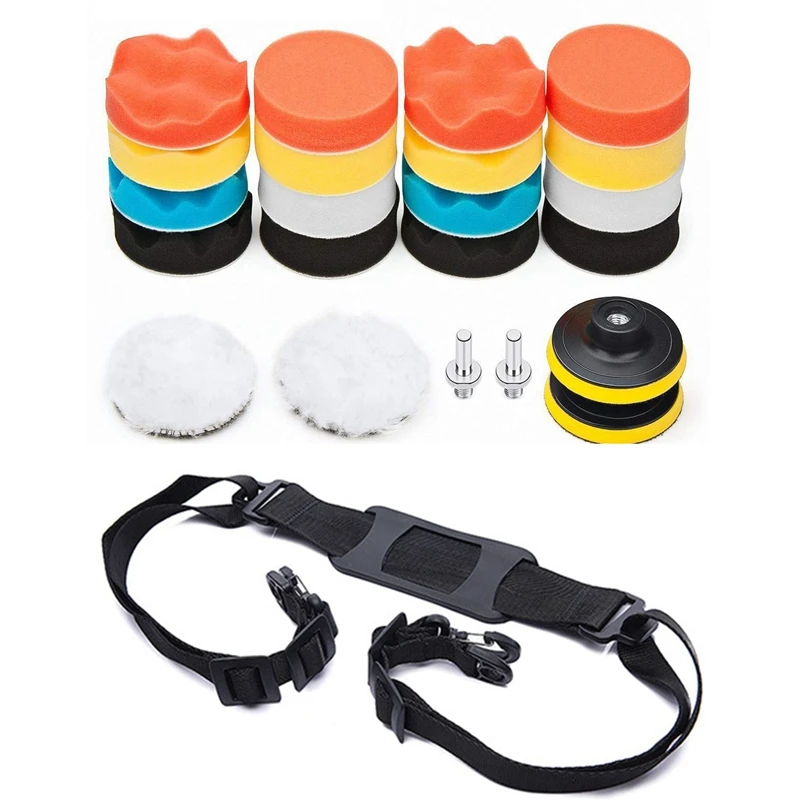 

22X Car Foam Drill Polishing Pad Kit 3 Inch & 1X Hand Carrying Handle Shoulder Strap Belt For Xiaomi Mijia M365