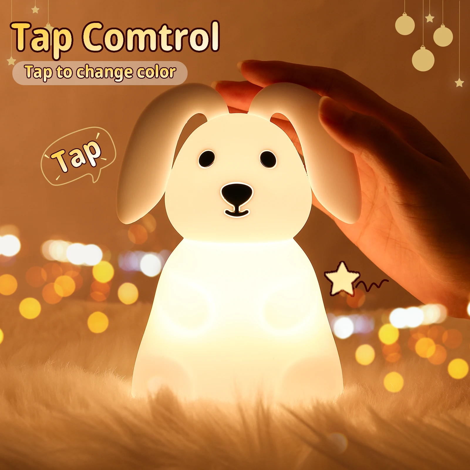 

Рождественские подарки, ночник для детей, ночник в виде кролика, силиконовый светодиодный сенсорный датчик с Usb-зарядкой, 7 цветов, Диммируемый Светильник для дня рождения
